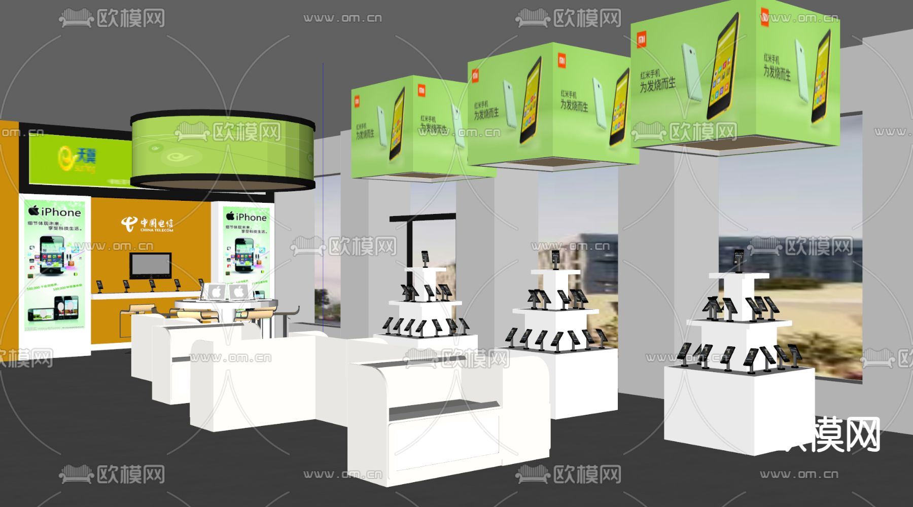 现代数码店su模型下载（渲染图2）