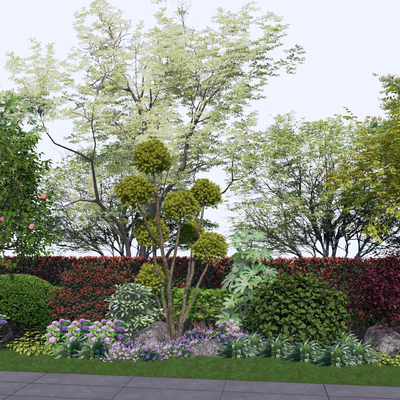  绿植花坛su模型 