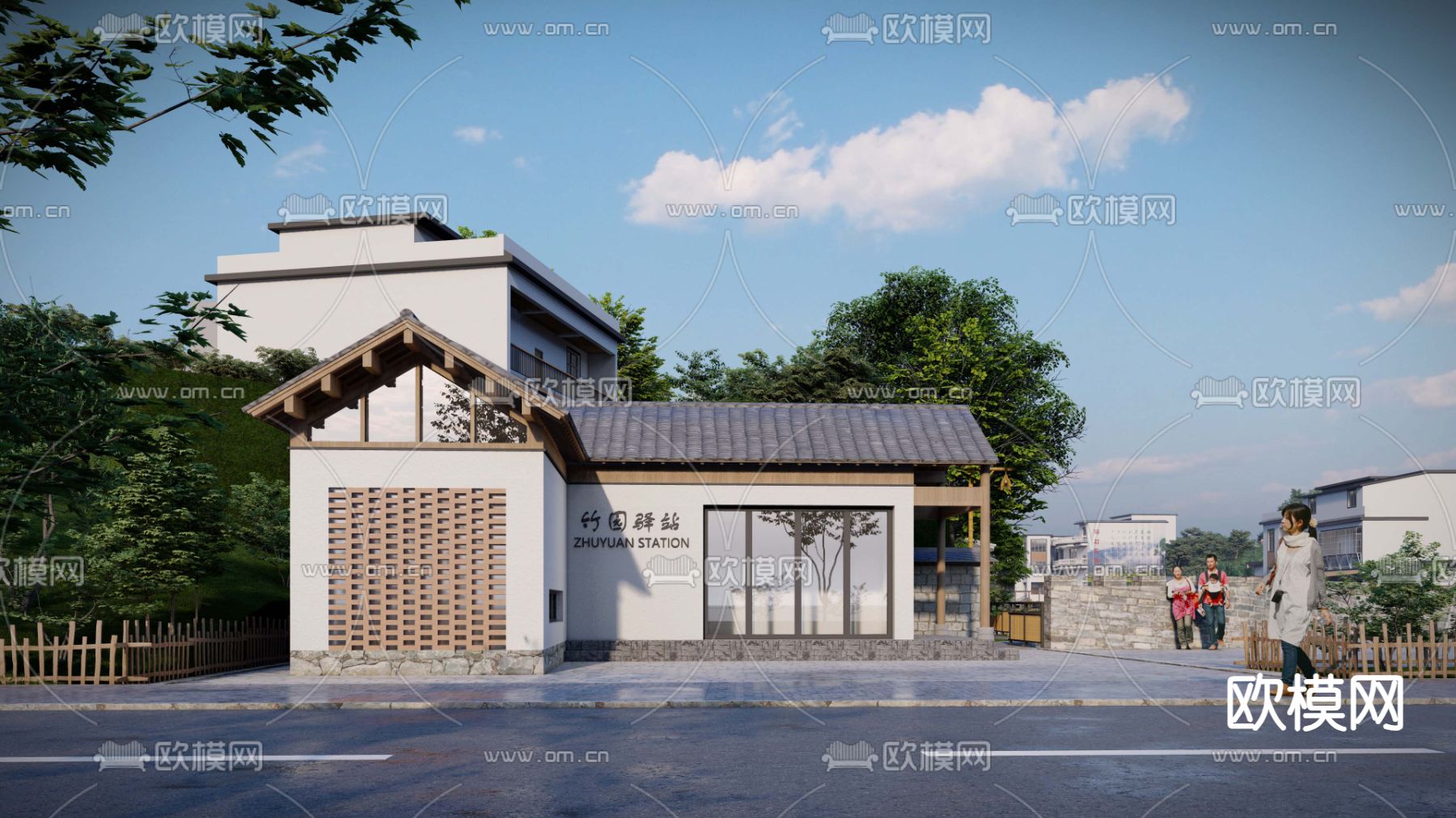 乡村驿站 乡村展示中心 接待中心su模型下载_ID14176666_sketchup模型下载-欧模网