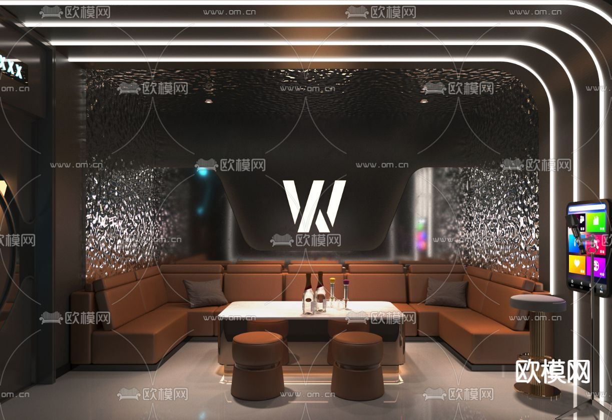 现代KTV包间su模型下载（渲染图1）