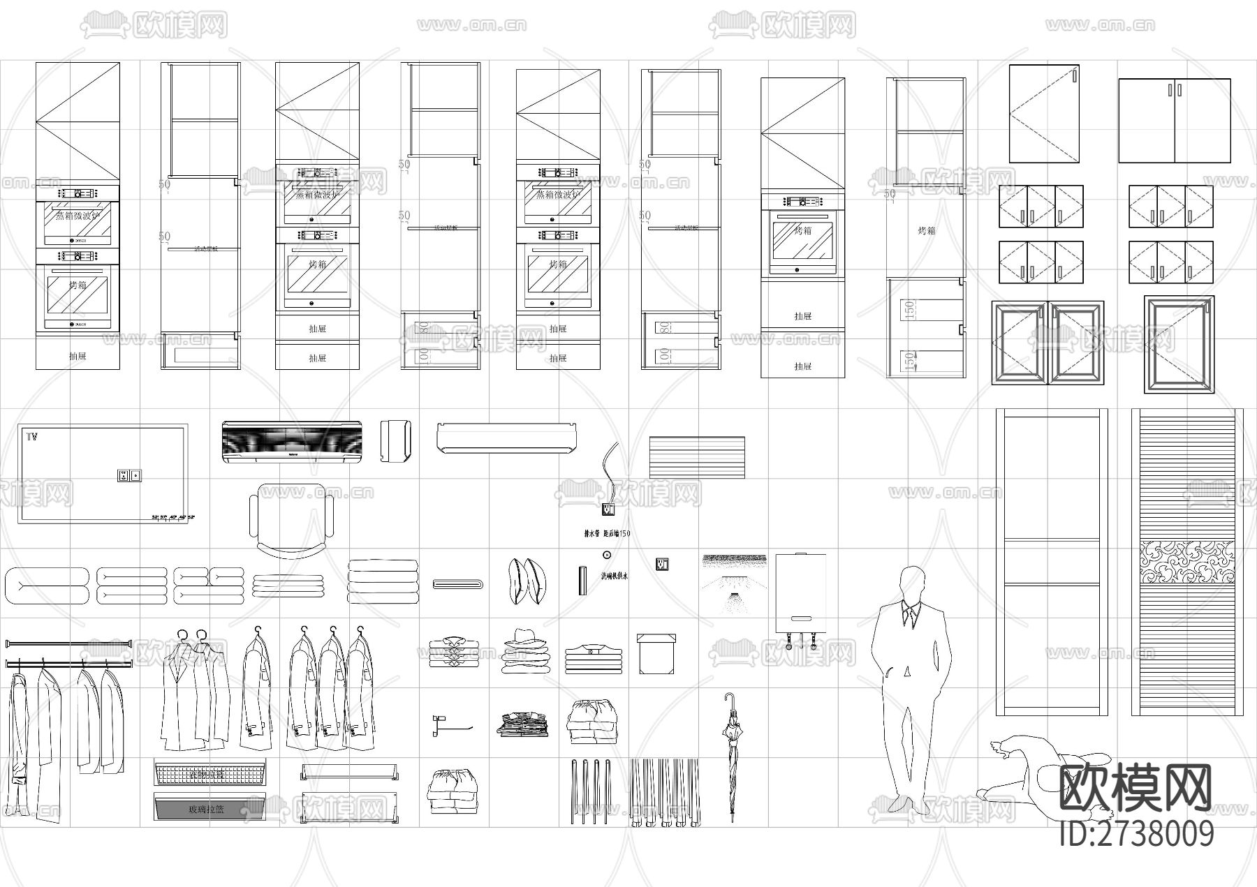 衣柜定制类板式CAD图库下载（渲染图1）