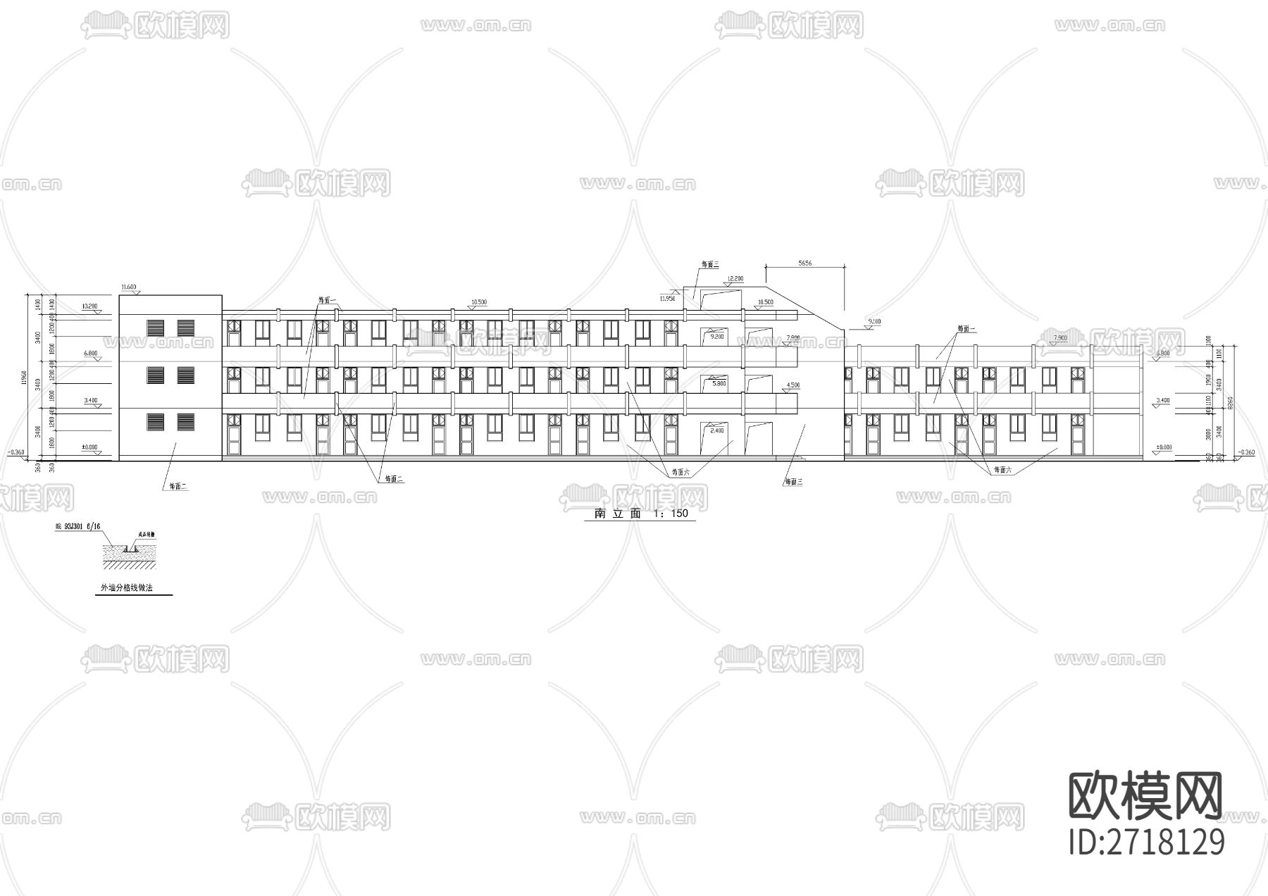 小学总图及教学楼建筑cad施工图下载（渲染图6）