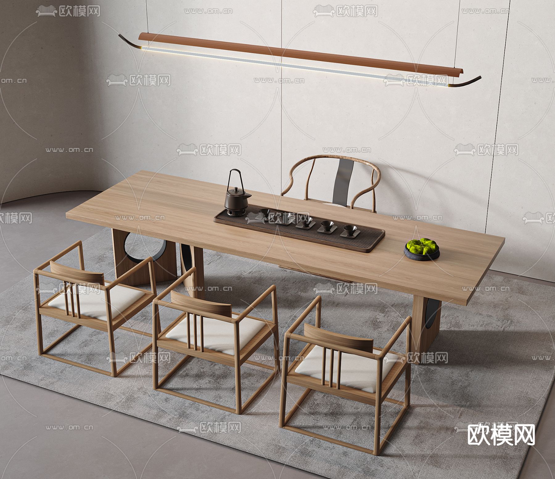 新中式茶桌 茶台3d模型下载