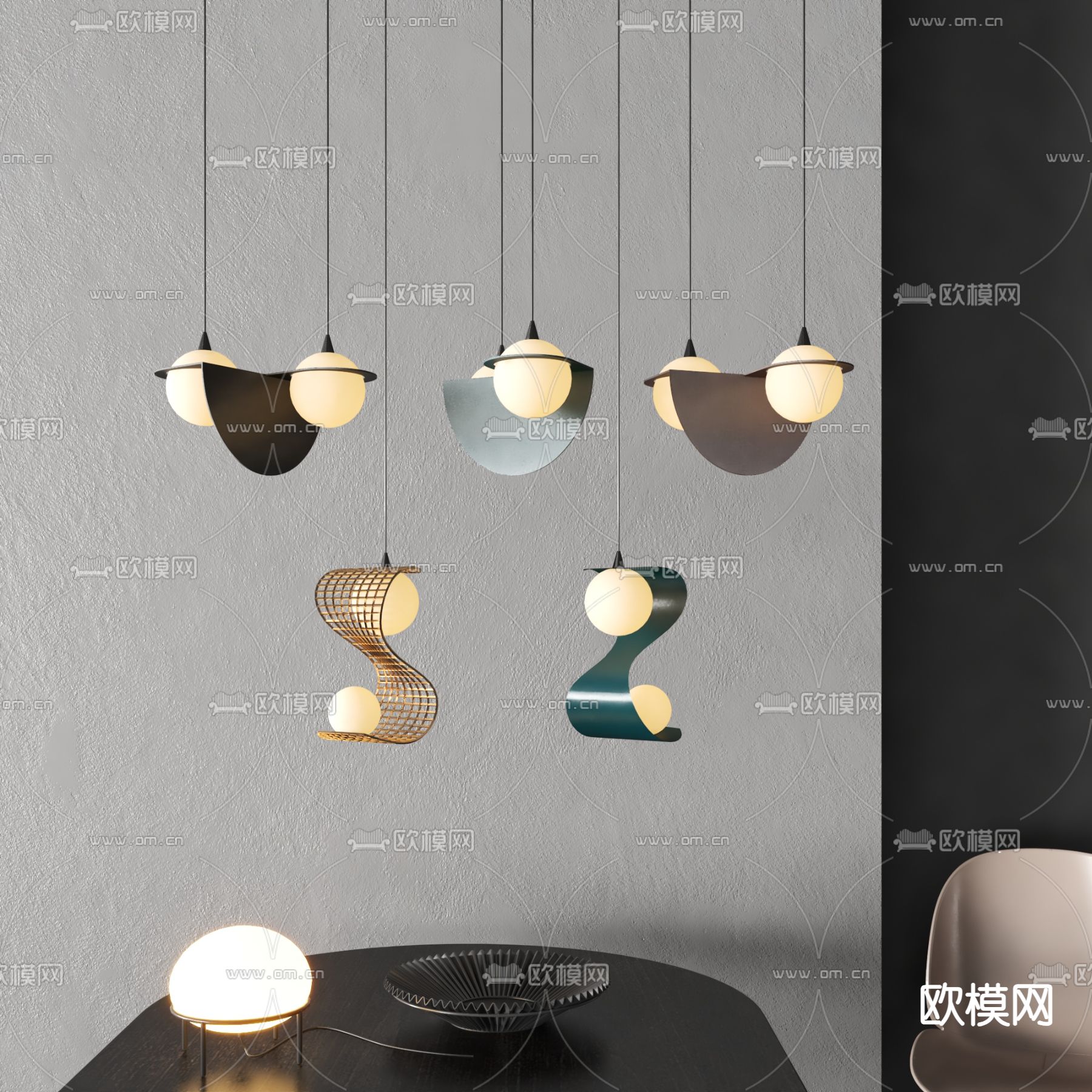 创意小吊灯3d模型下载_ID14175255_3dmax免费模型-欧模网