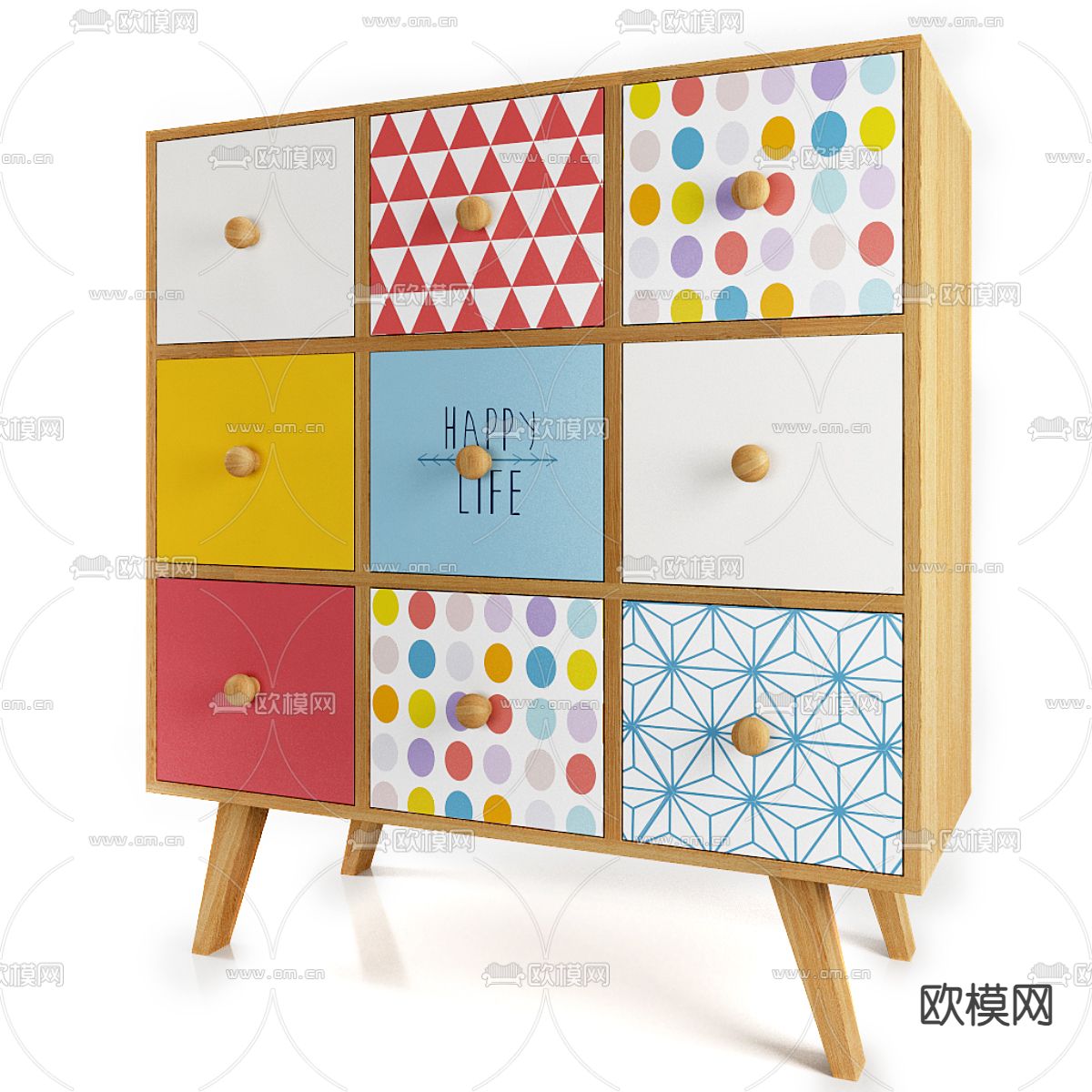 现代儿童边柜 矮柜su模型下载（渲染图1）