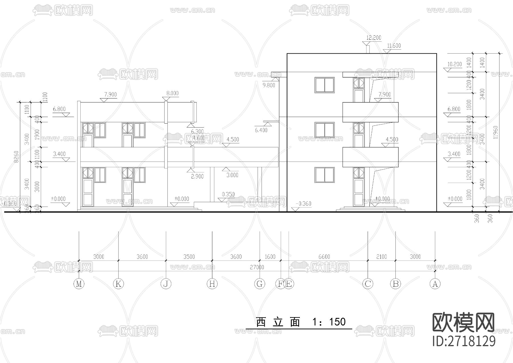 小学总图及教学楼建筑cad施工图下载（渲染图10）