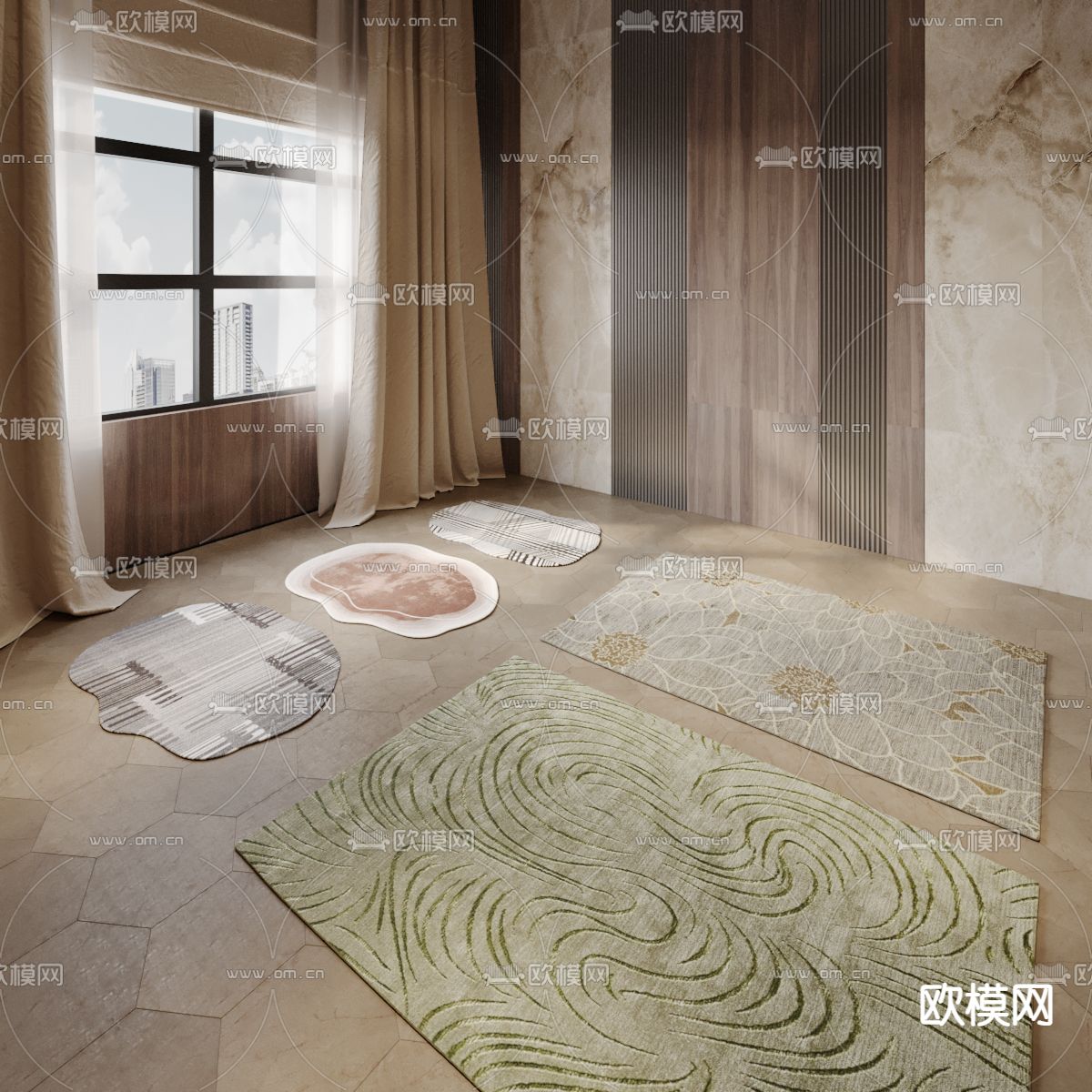 异形地毯 方毯su模型下载（渲染图1）