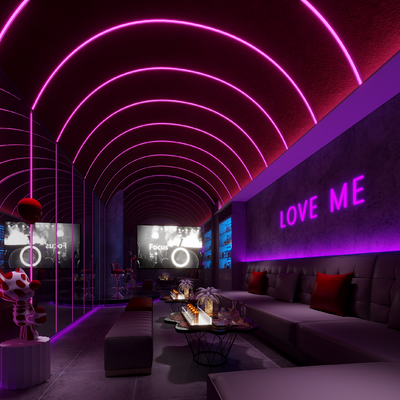  现代KTV包厢su模型 