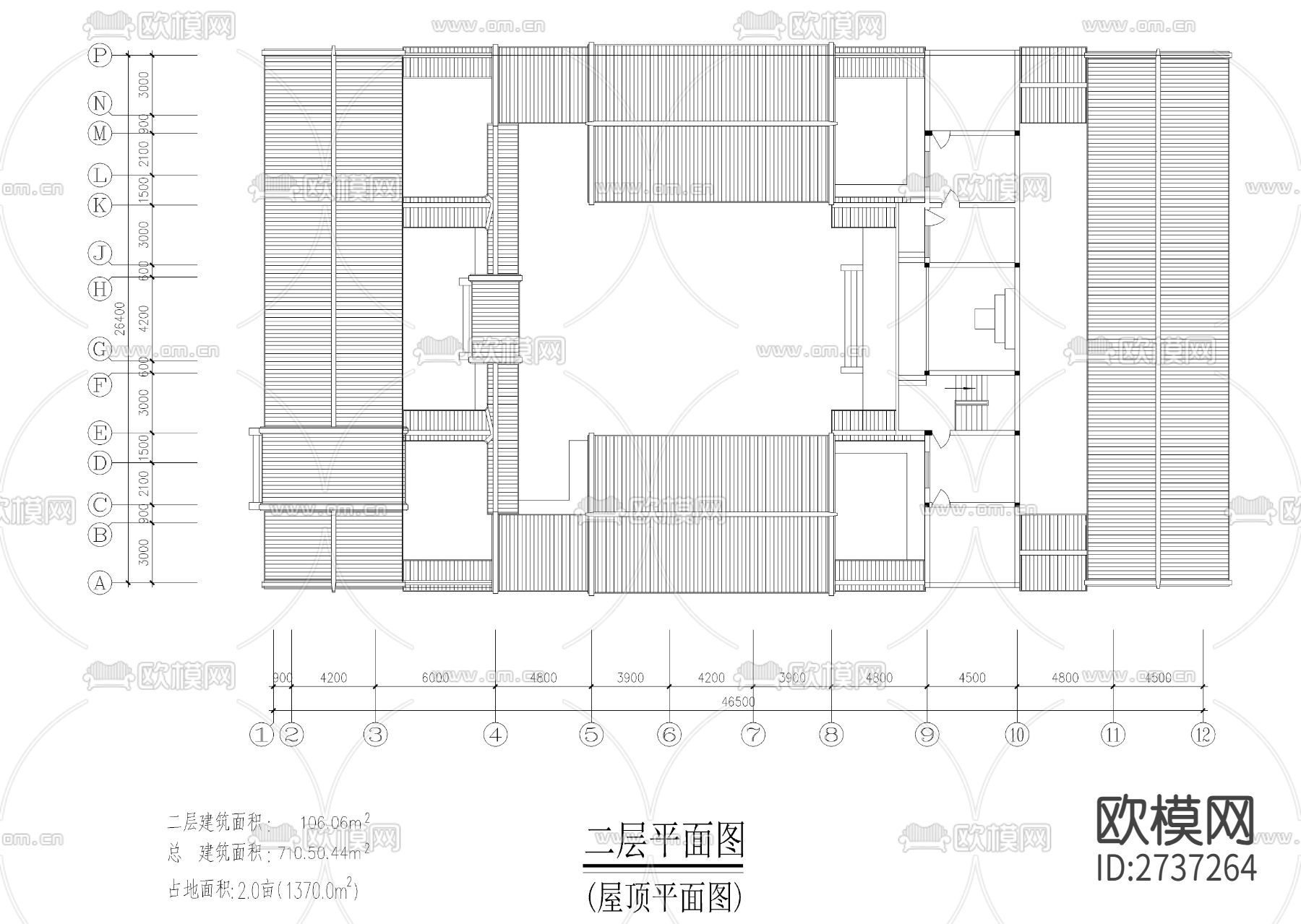 两套四合院cad平面图下载（渲染图5）
