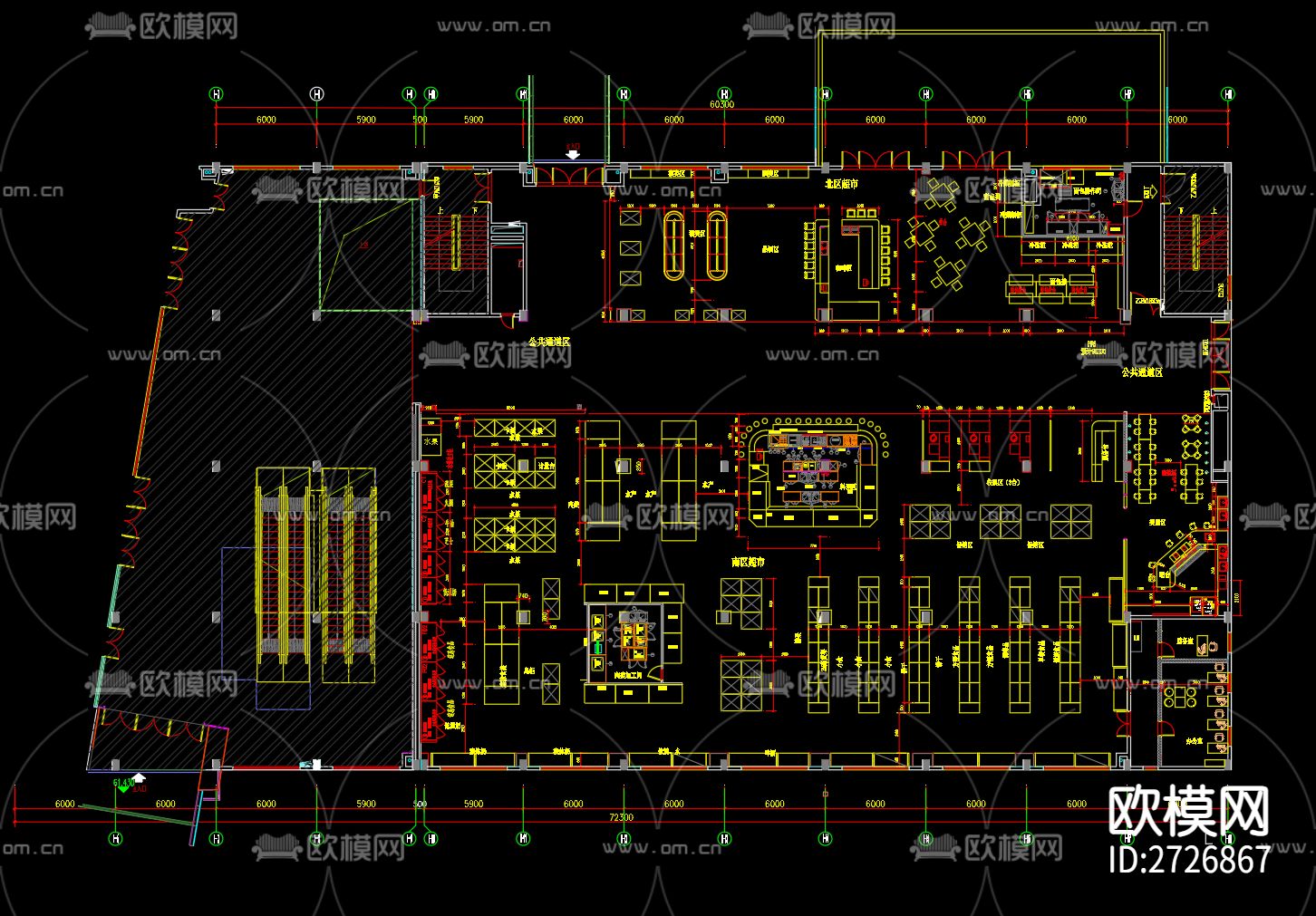 超市cad平面图下载（渲染图1）