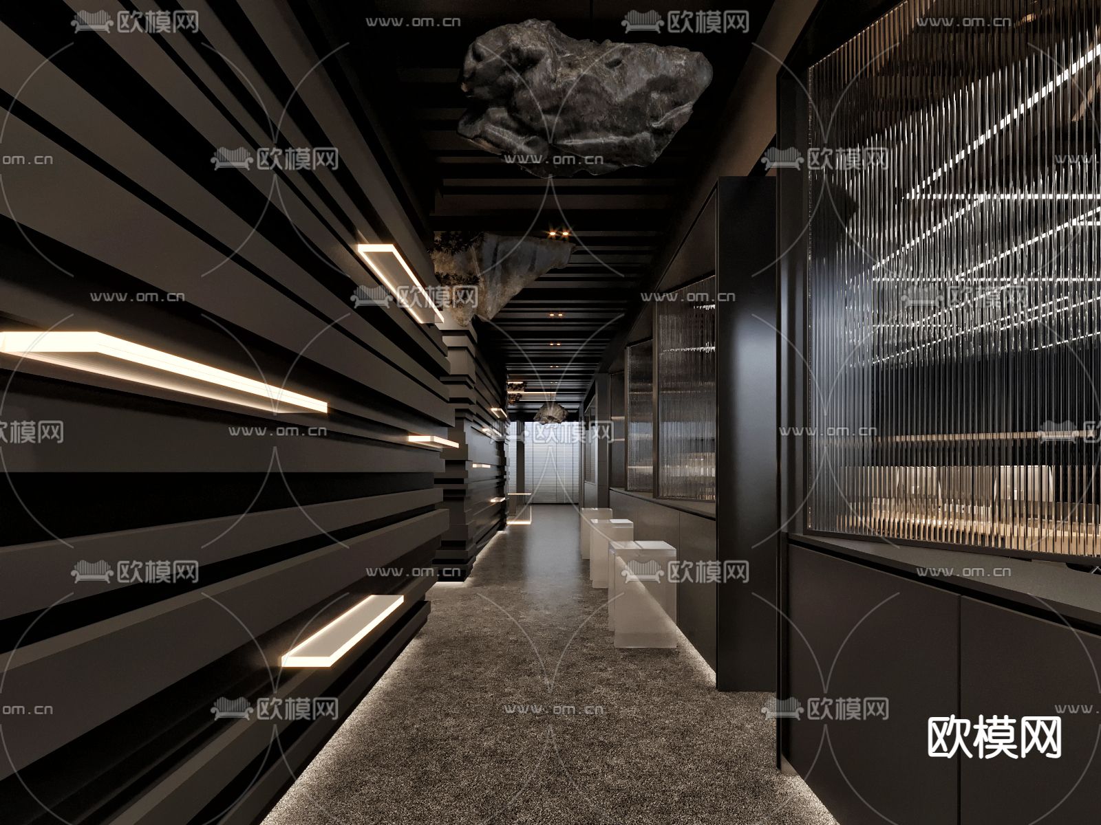 办公室走道su模型下载（渲染图1）