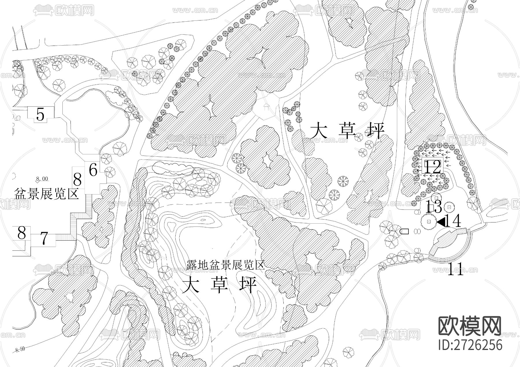 盆景园CAD施工图下载（渲染图2）