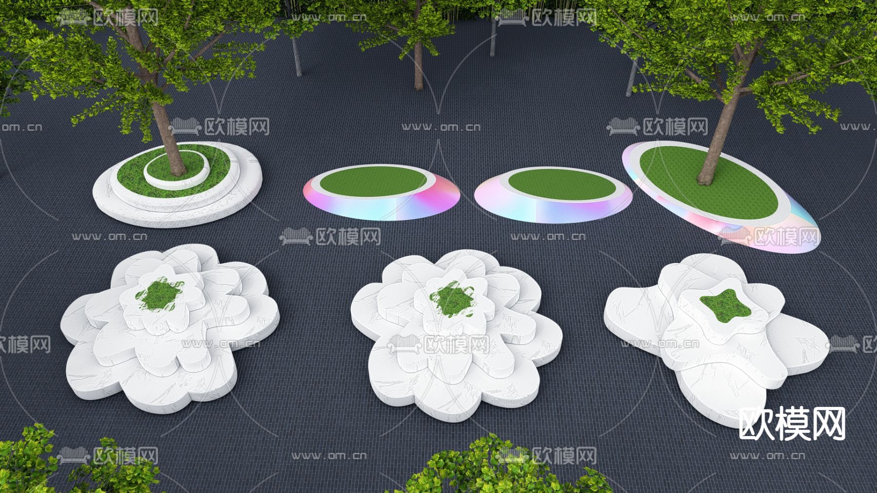 景观树池 种植池 花池座椅su模型下载（渲染图1）