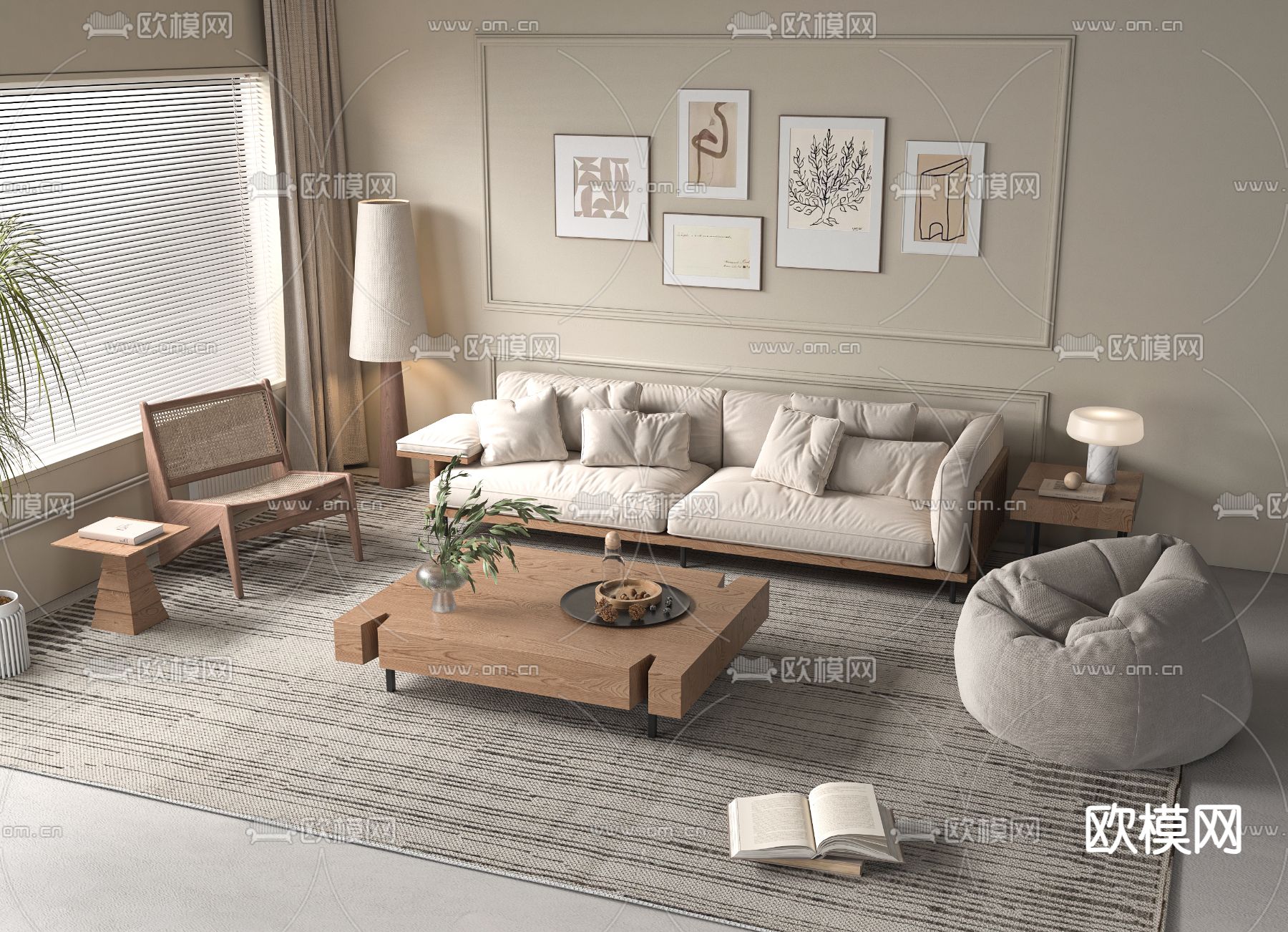 北欧沙发 组合沙发3d模型下载