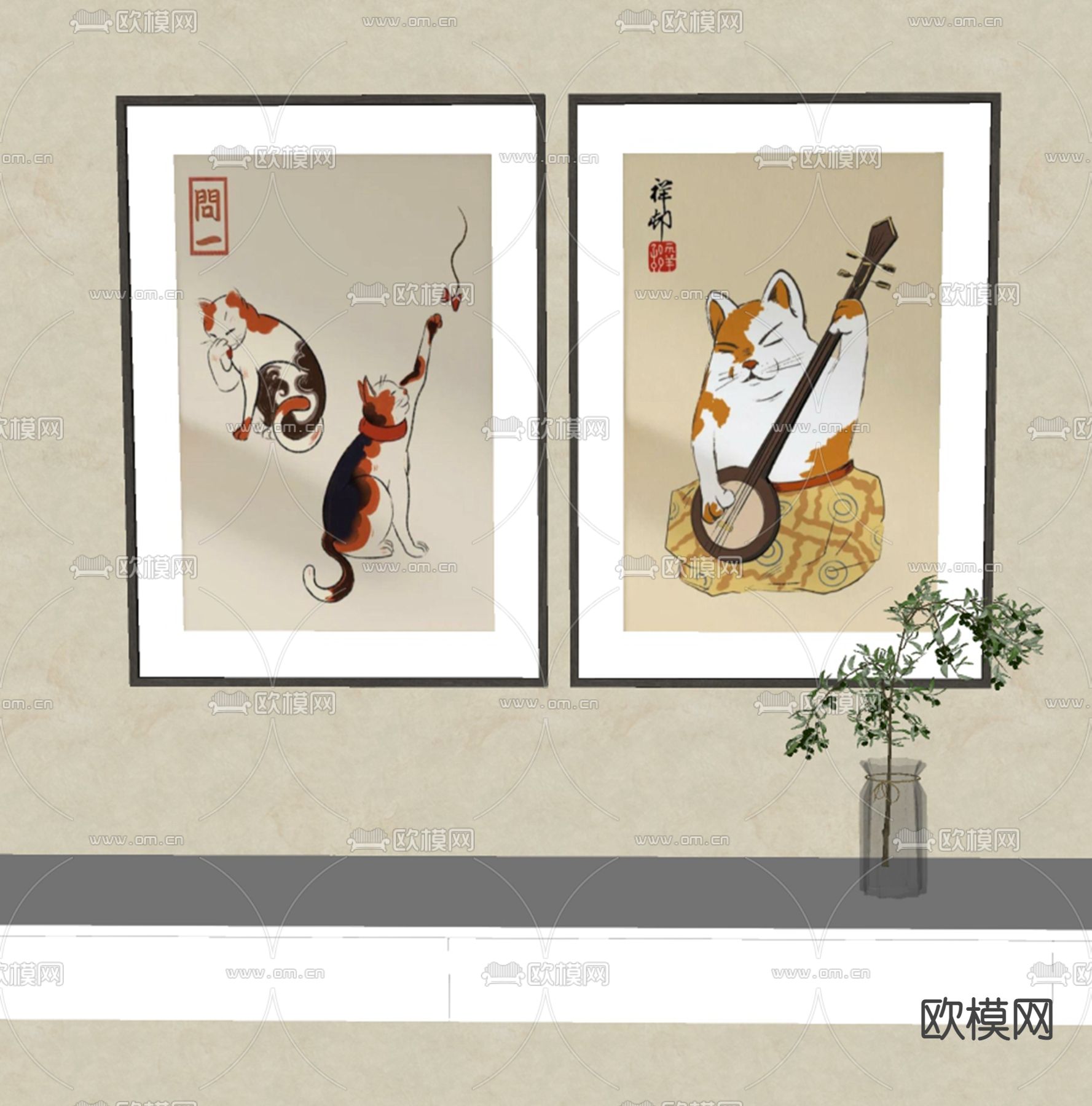 装饰挂画su模型下载（渲染图2）