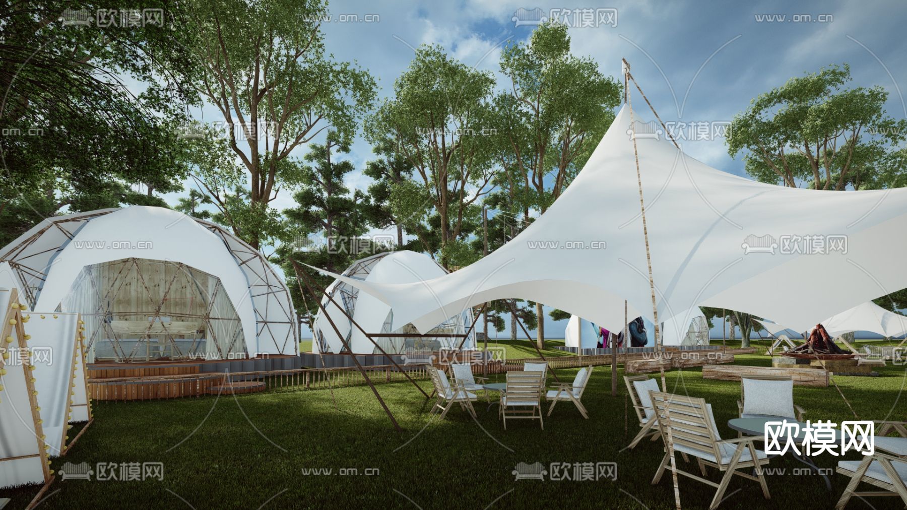 现代户外露营景观su模型下载_ID14169020_sketchup模型下载-欧模网