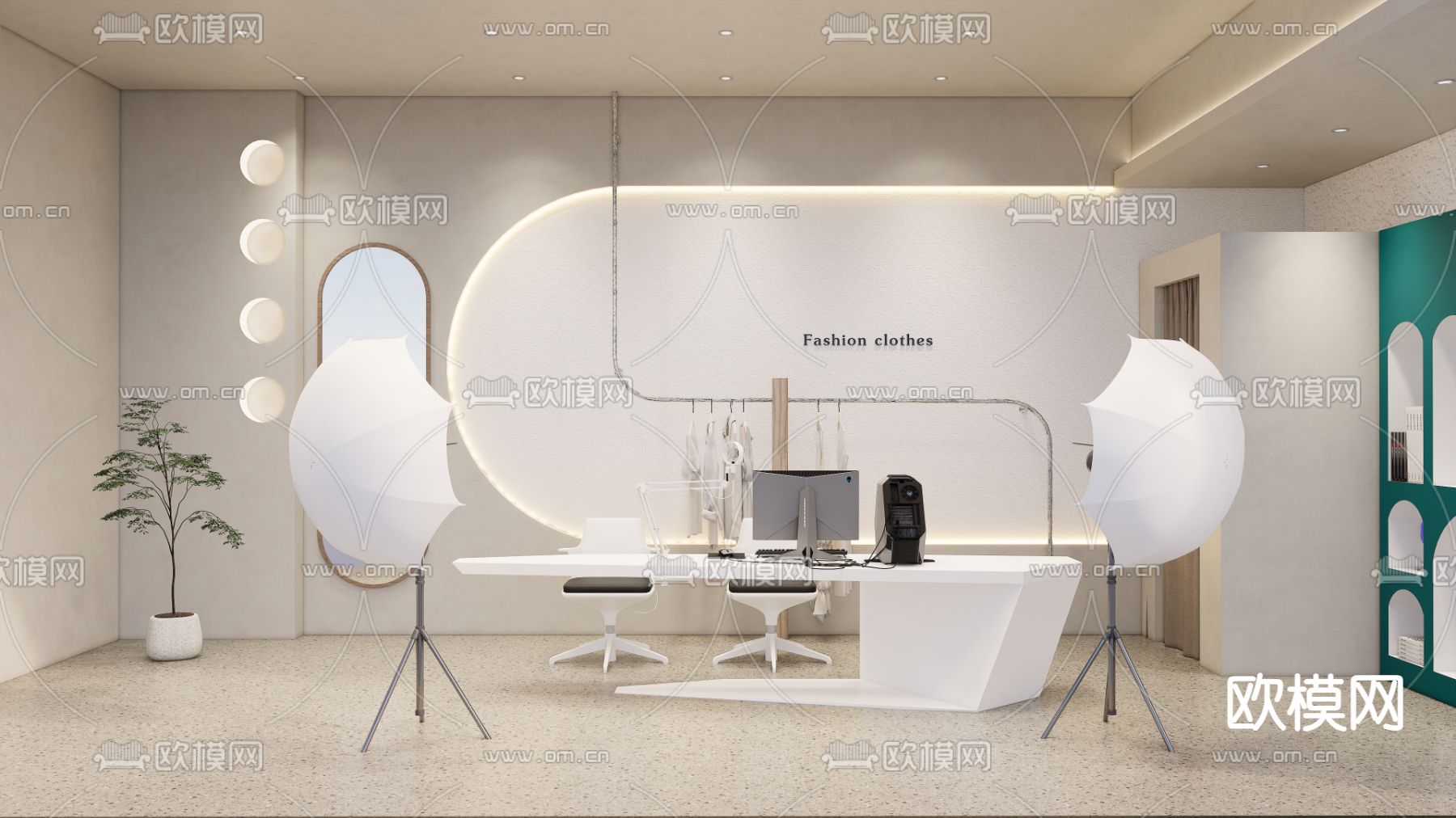 网红直播间su模型下载（渲染图1）