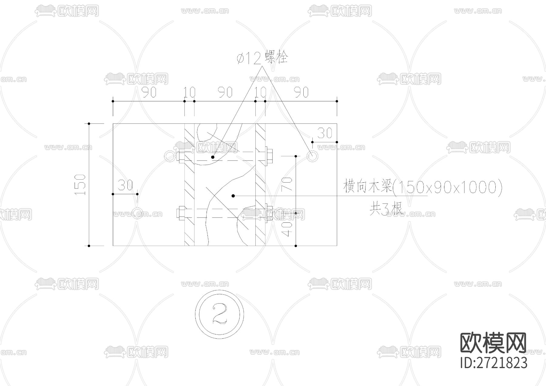 小木桥CAD施工图下载（渲染图5）