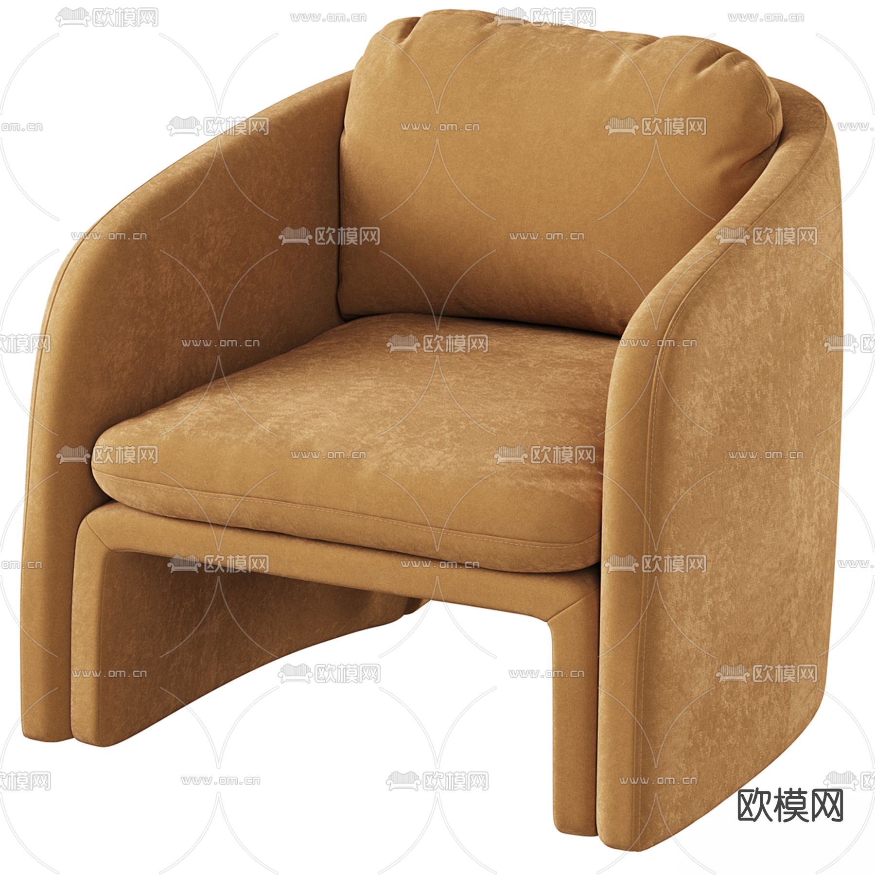 黄色沙发椅3d模型下载（渲染图2）