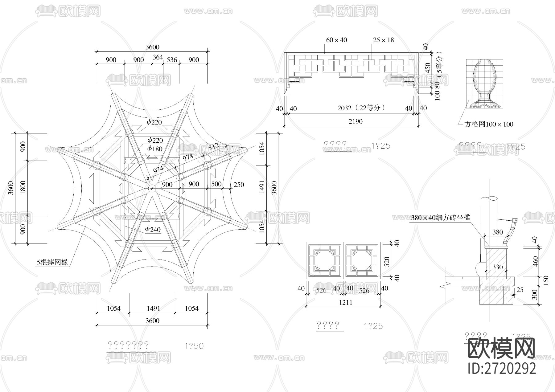 十六柱八角重檐亭节点大样下载（渲染图2）