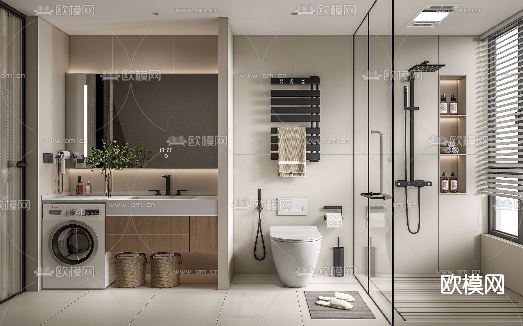 现代卫生间 洗手间 浴室su模型