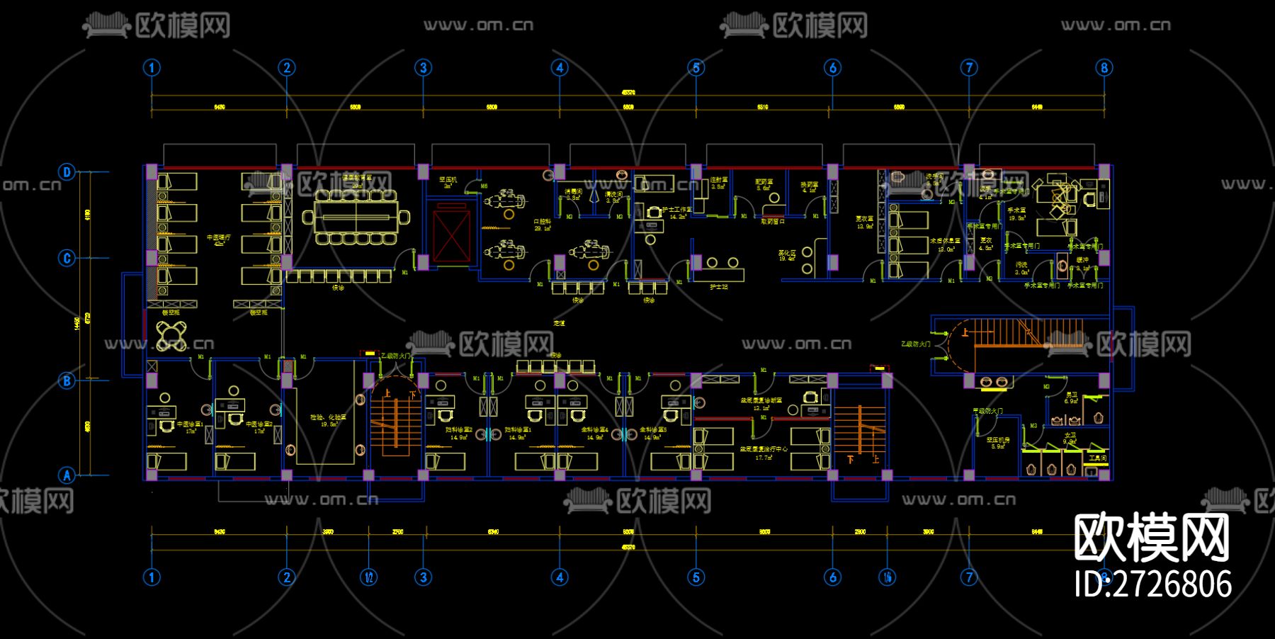 社区服务中心cad平面图下载（渲染图1）