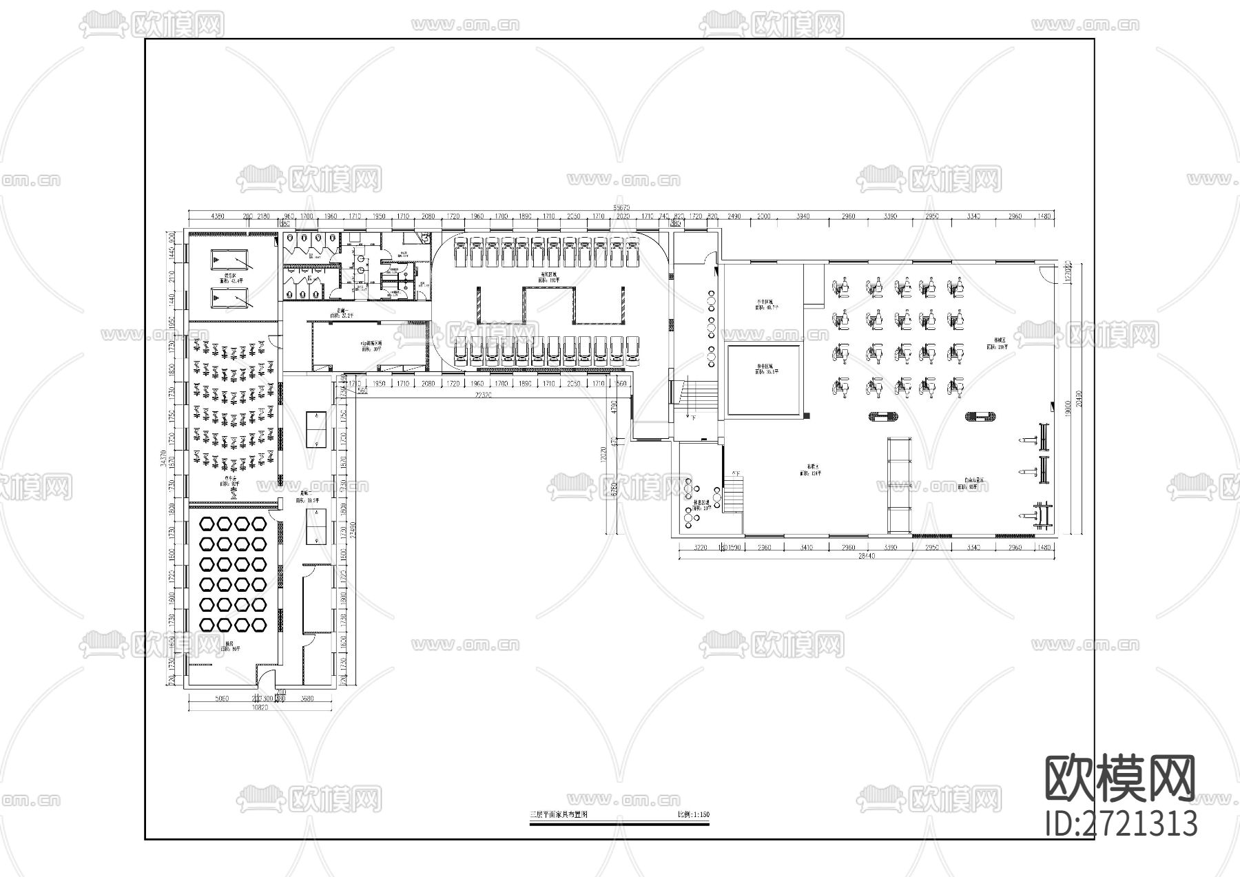 健身房平面图 CAD施工图下载（渲染图1）