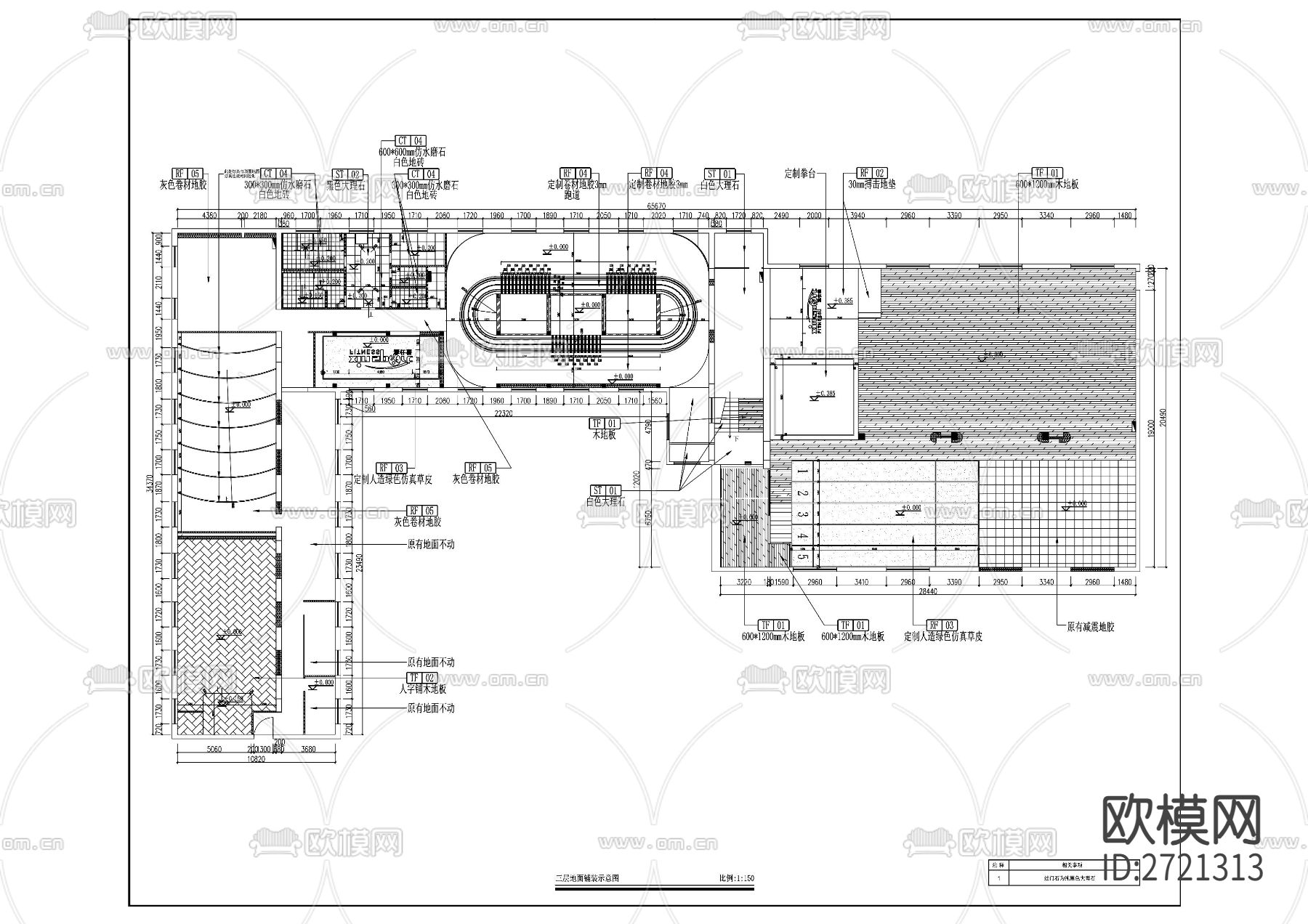 健身房平面图 CAD施工图下载（渲染图6）
