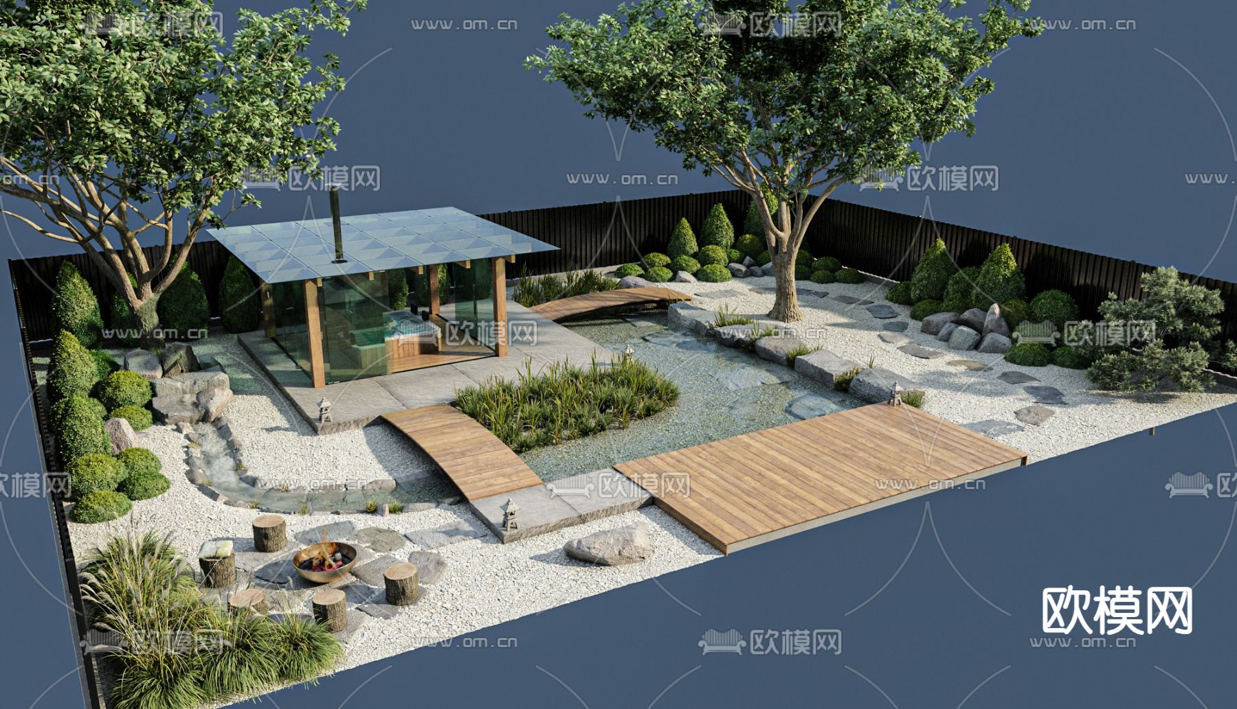 庭院 后院 院子 花园3d模型下载_ID14172564_3dmax免费模型-欧模网