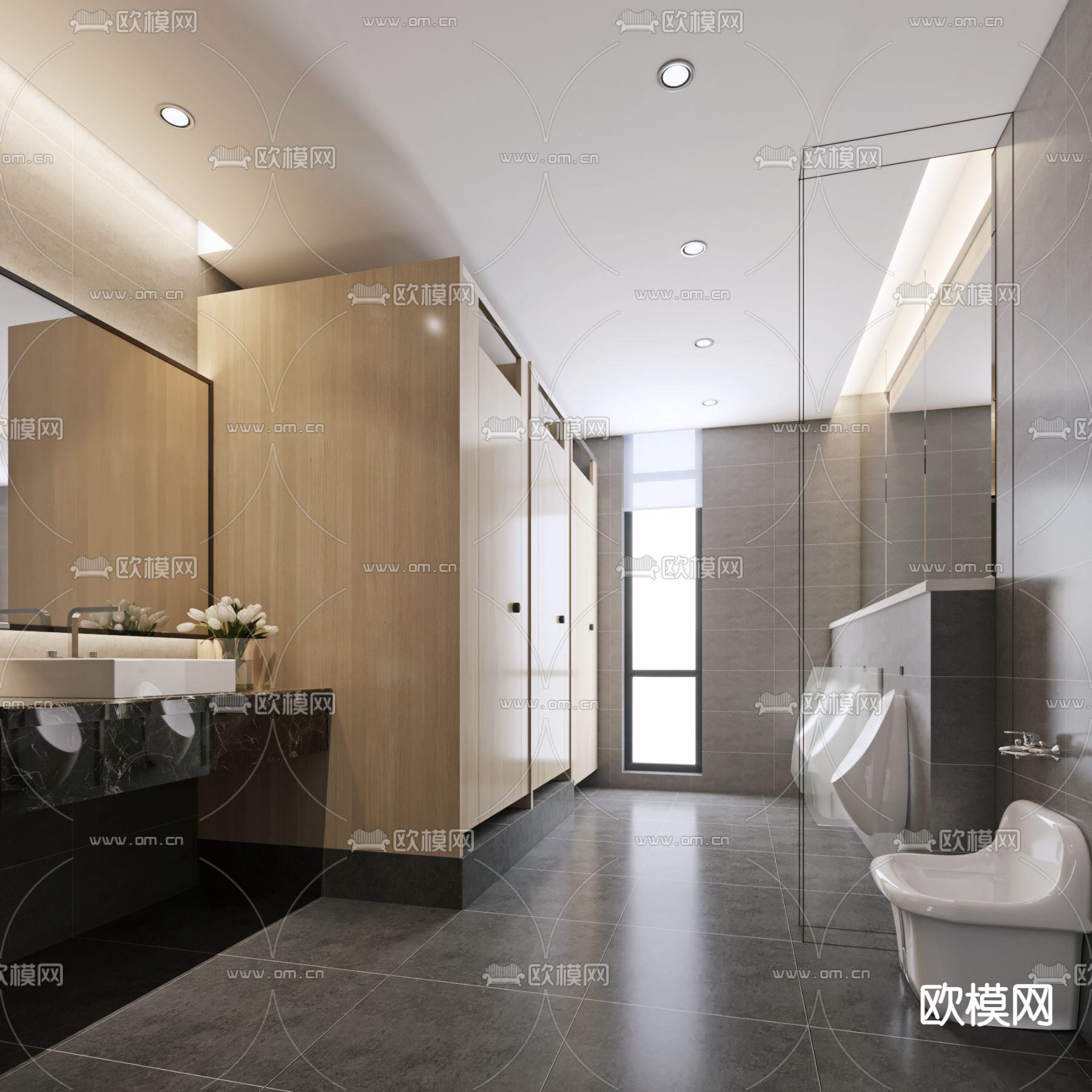 公共卫生间su模型下载（渲染图1）