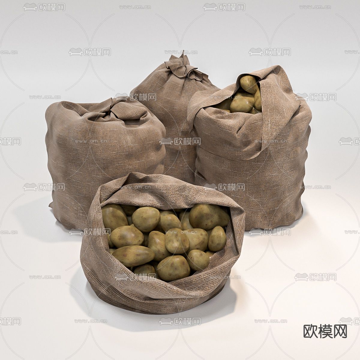 麻袋土豆 农产品 蔬菜su模型下载（渲染图1）