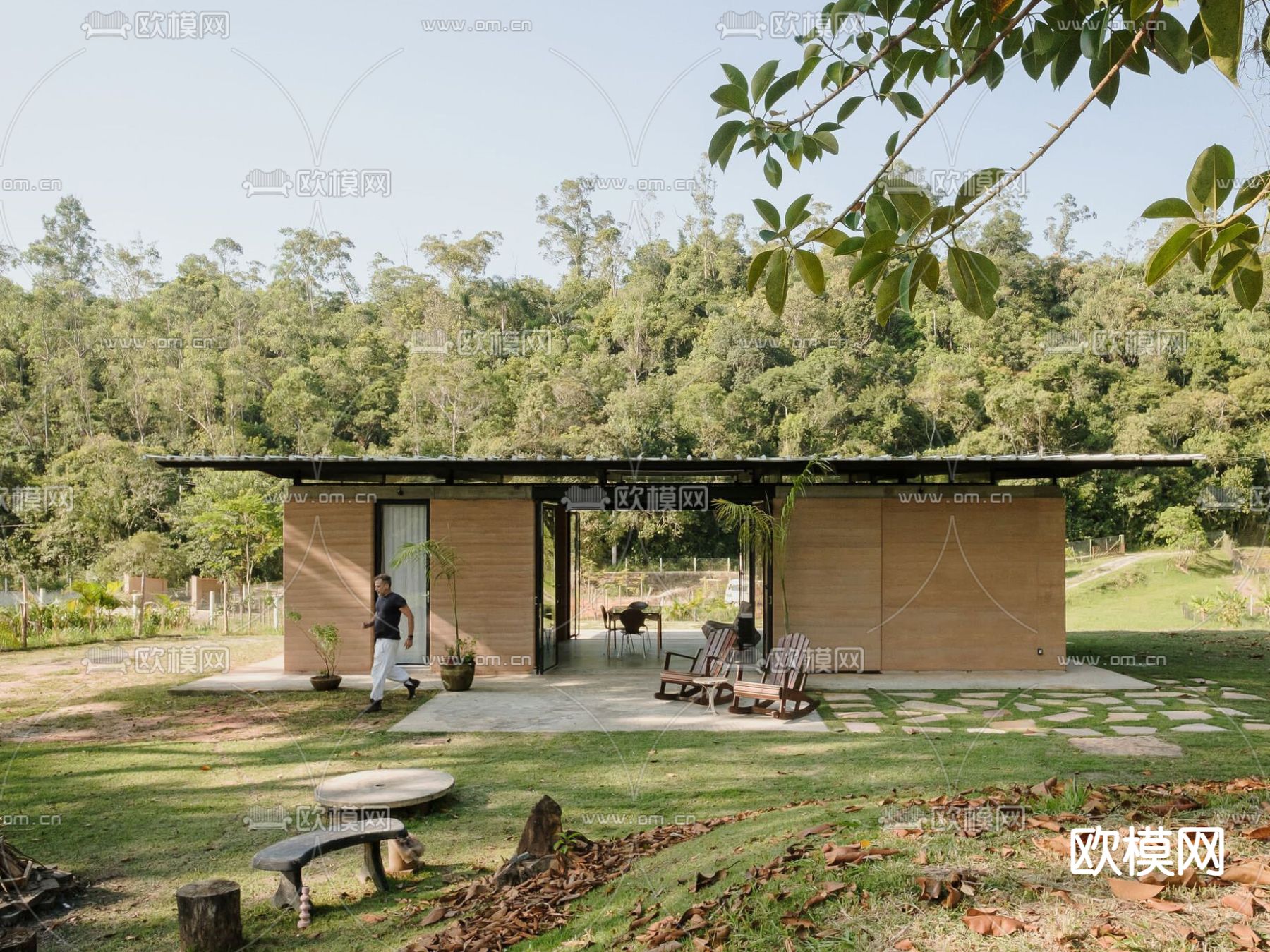 工业风民宿建筑 木屋 度假别墅su模型下载（渲染图1）