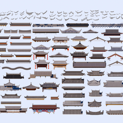 中式屋檐 飞檐 飞脊 檐线su模型