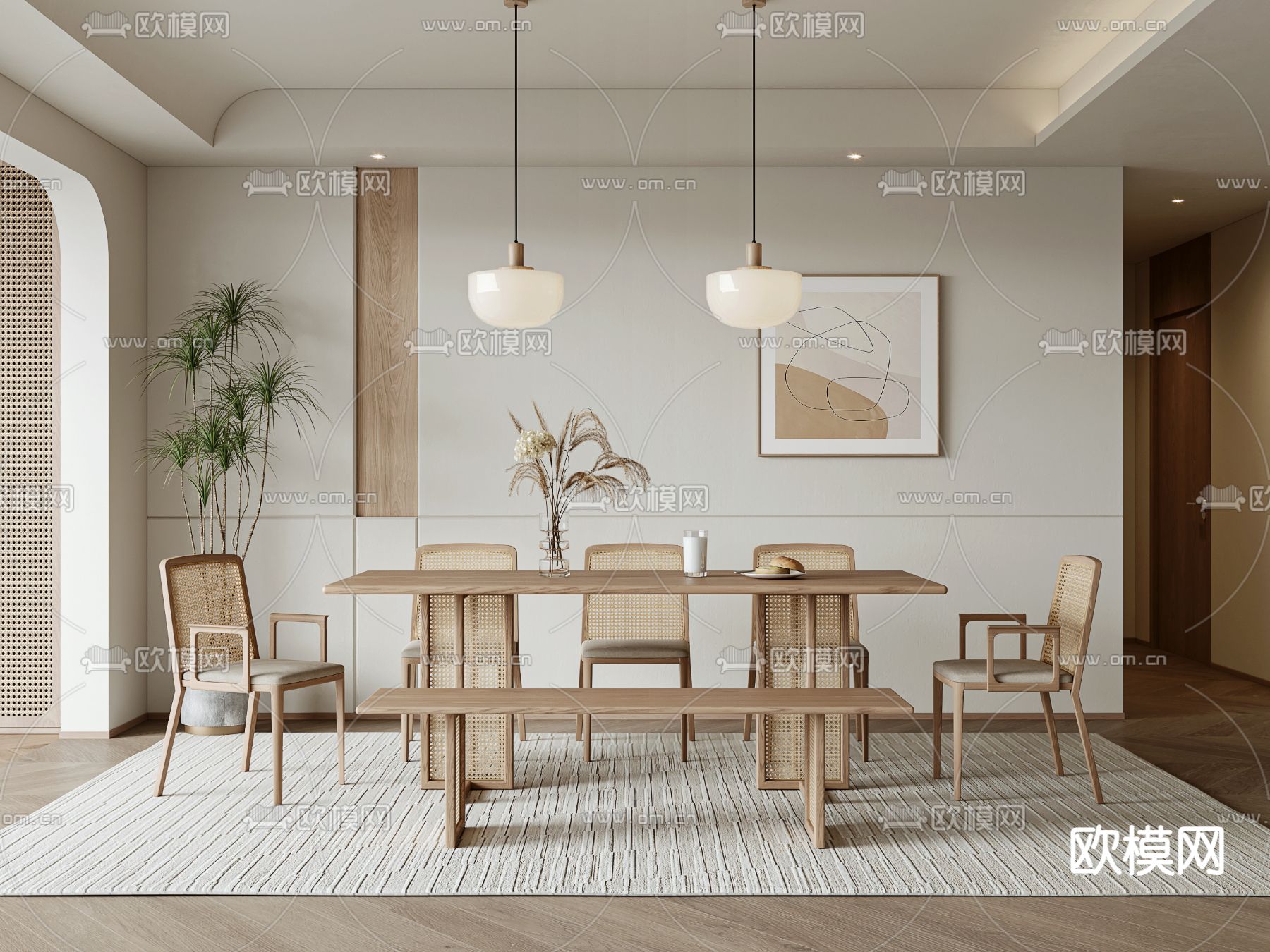 北欧餐厅su模型下载（渲染图1）