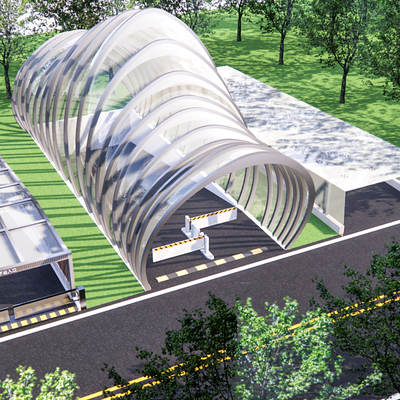  地下停车场 车库入口su模型 