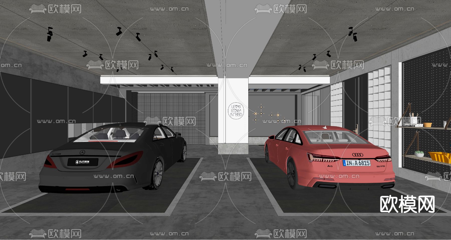 现代车库su模型下载（渲染图3）