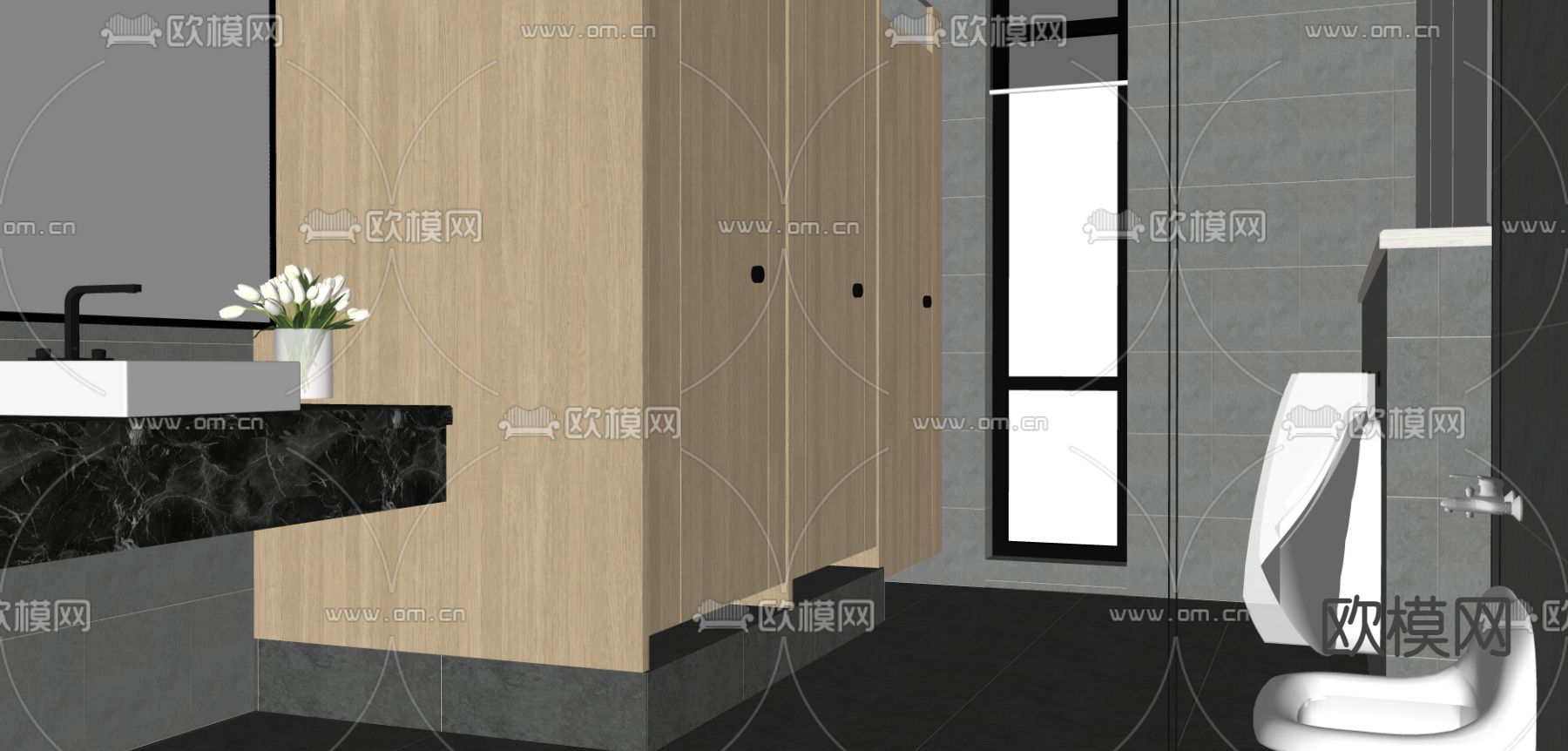 公共卫生间su模型下载（渲染图2）