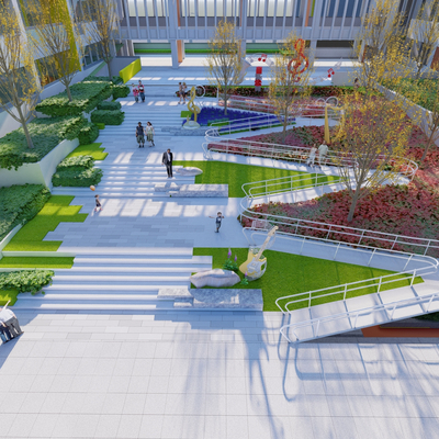 台阶景观 中庭su模型