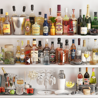  酒瓶酒具 果汁酒水su模型 