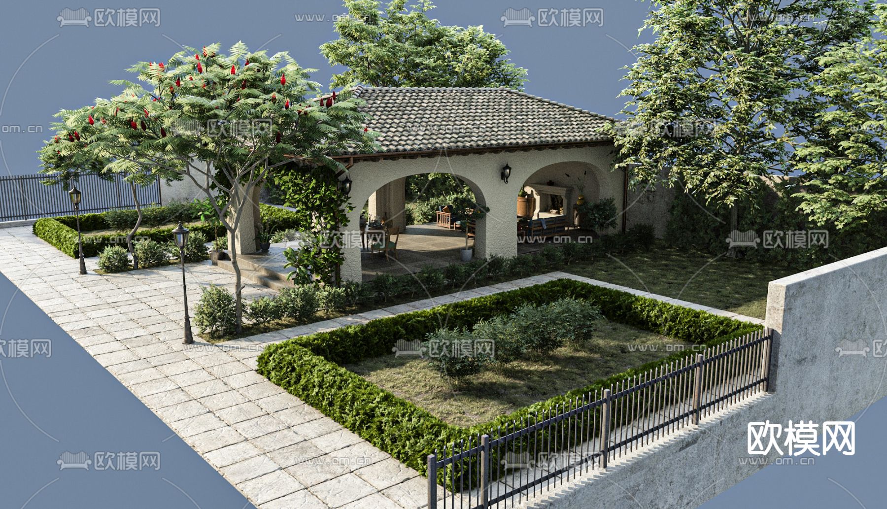 庭院 后院 院子3d模型下载_ID14172575_3dmax免费模型-欧模网