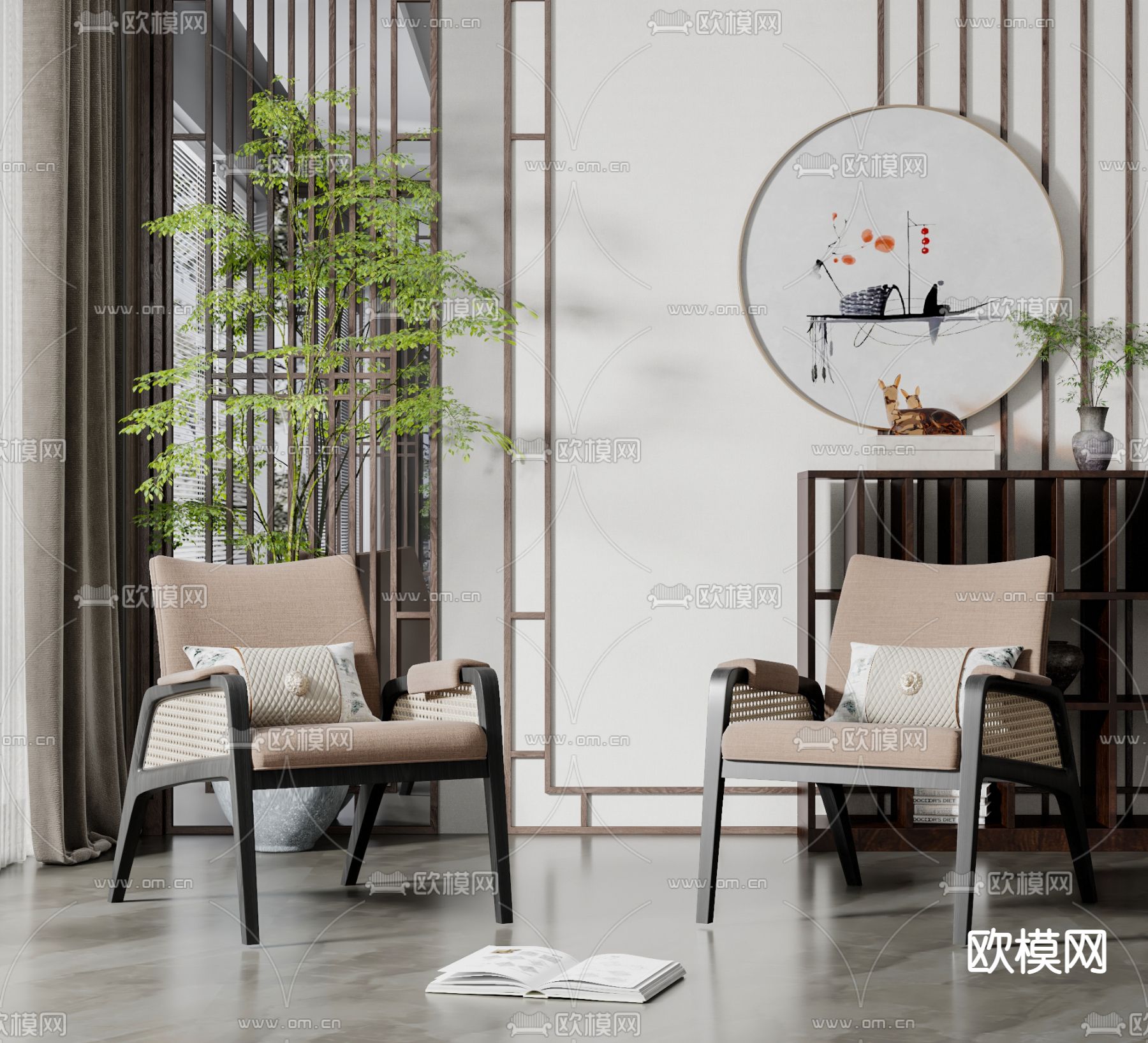 休闲椅su模型下载（渲染图1）