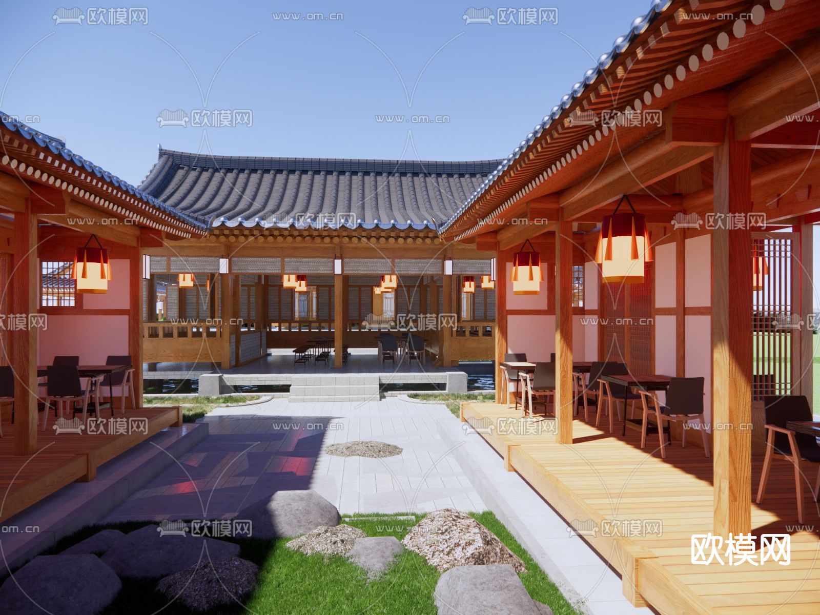 中式古建筑su模型下载（渲染图3）