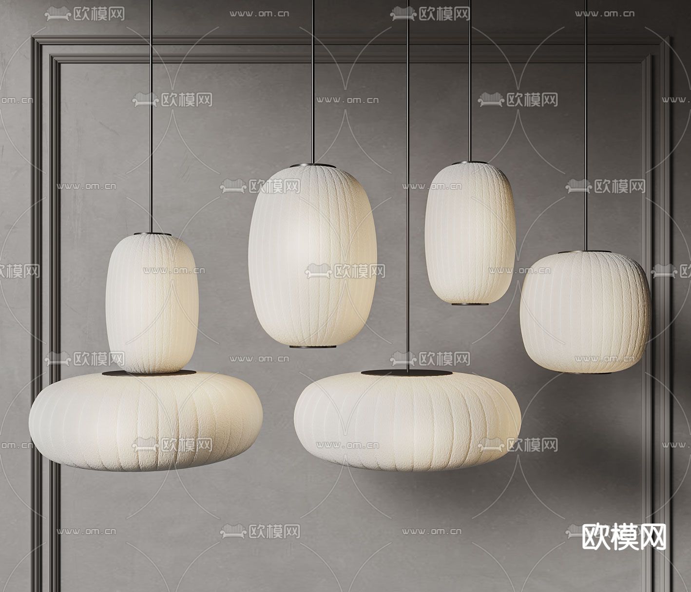 侘寂风笼式吊灯su模型下载（渲染图1）