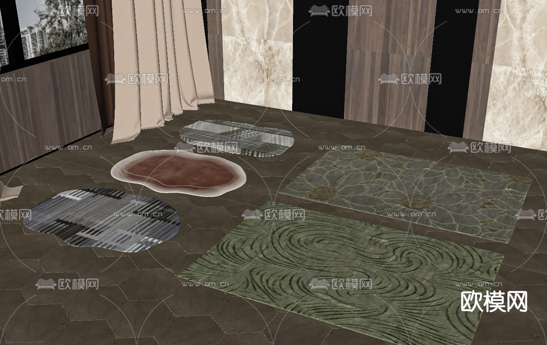 异形地毯 方毯su模型下载（渲染图2）