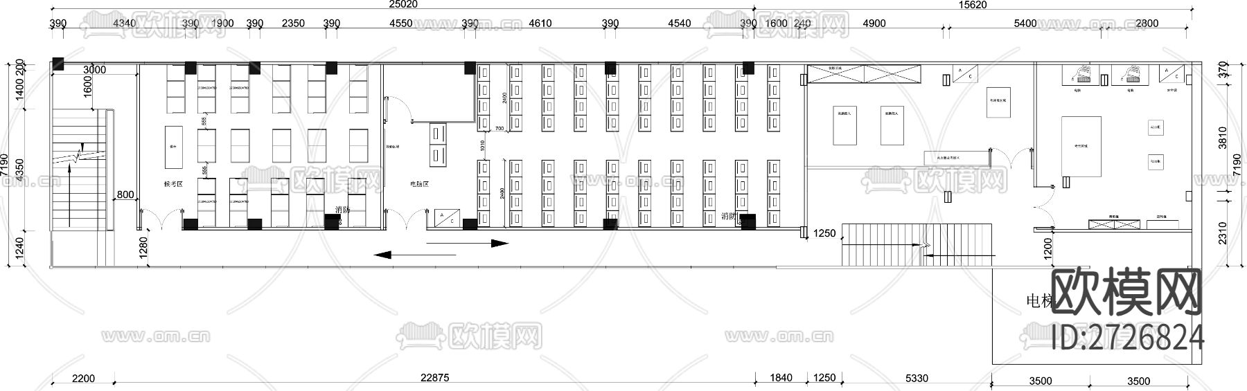 学校cad平面图下载（渲染图2）