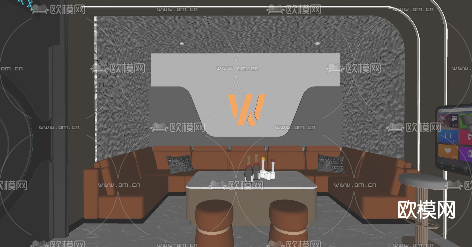现代KTV包间su模型下载（渲染图2）