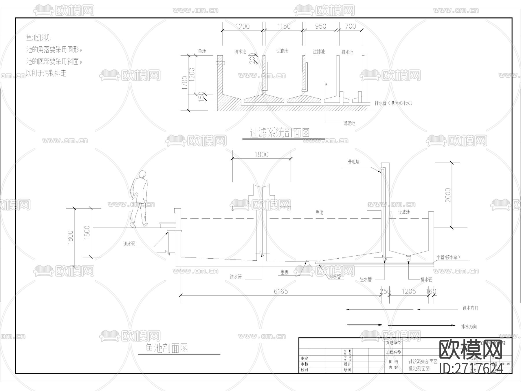 鱼塘养鱼池设计cad施工图下载（渲染图6）