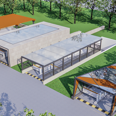  停车场门闸 车库入口su模型 