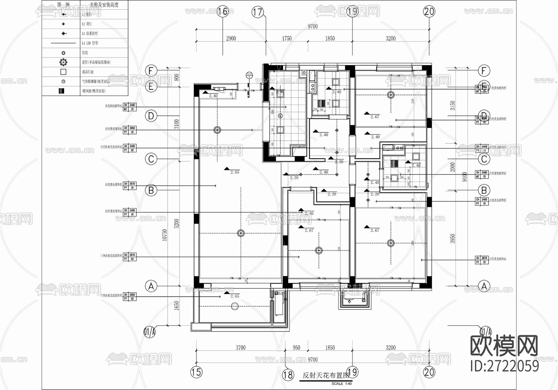 100㎡三居室家装CAD施工图下载（渲染图2）