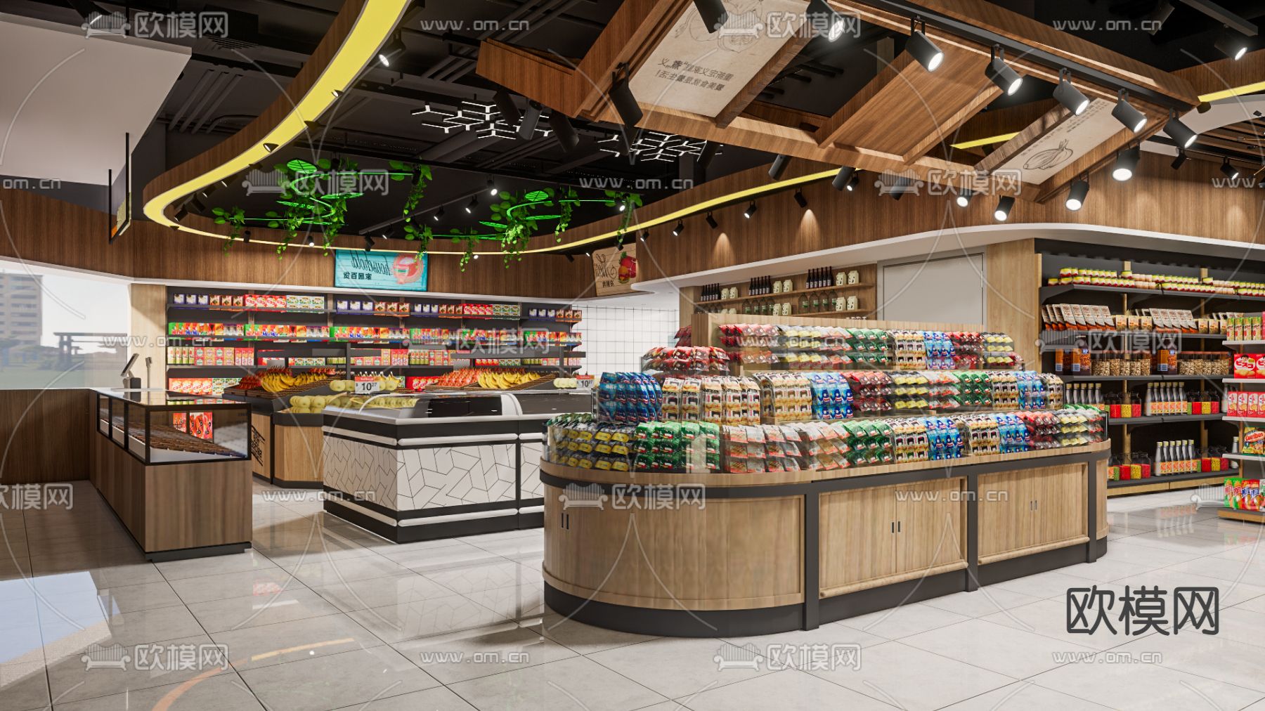 现代超市su模型下载（渲染图1）